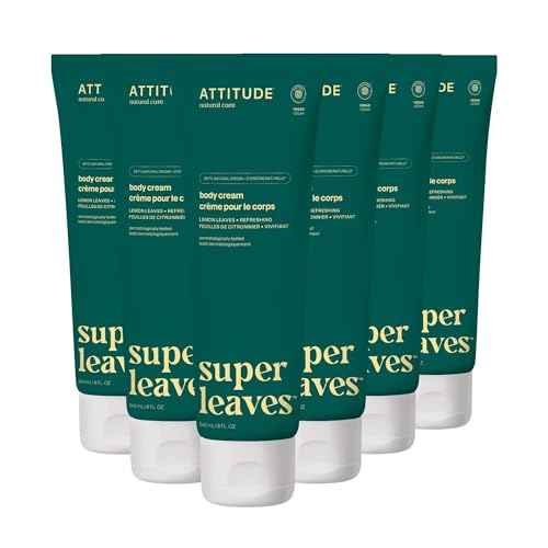 ATTITUDE Body Cream, EWG Verified Moisturizer, Vegan Moisturizing Products For Dry Skin, Dermatologically Tested, Lemon Leaves, 8 Fl Oz (Pack of 6)