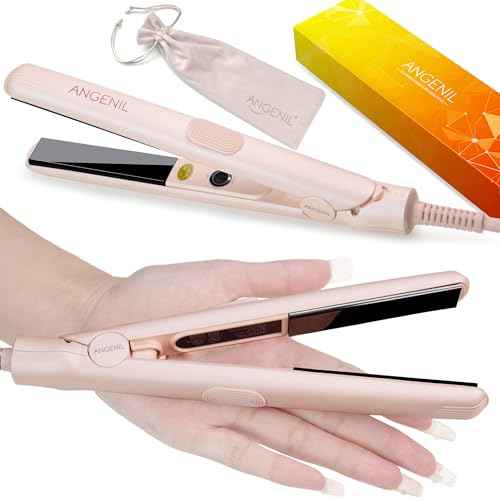 ANGENIL Mini Hair Straightener Flat Iron for Short Hair | 0.7 Inch Ceramic Dual Voltage Hair Straightener | Small Flat Iron Edges | Silicone Heat Resistant Design | Fast Heating to (280¢µ- 320¢µ -380¢µ)