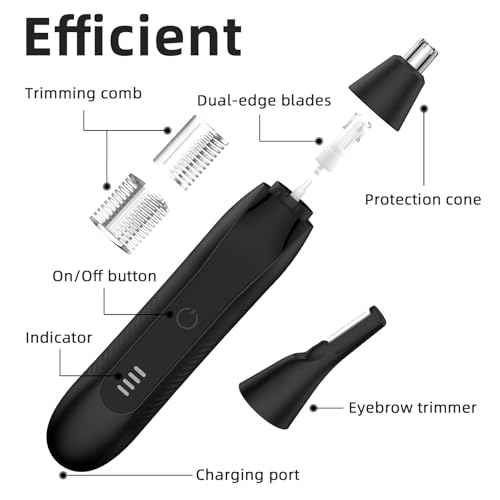 Nose Hair Trimmers for Men,Rechargeable Eyebrow Trimmer 2 in 1 Painless Multifunctional Ear and Nose Hair Trimmer with Dual Edge Blades Portable Design (Black)