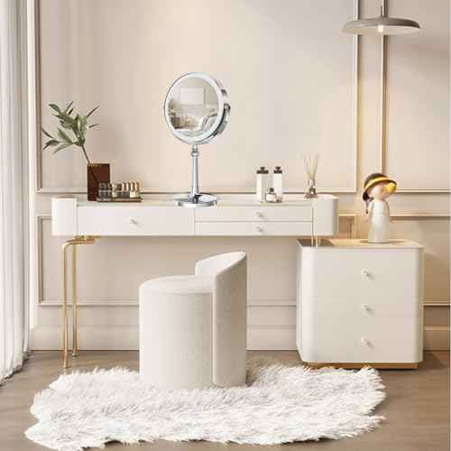 9" Large Make up Vanity Mirror with Lights Chrome Two Way Mirror 1x/10x Magnifying Mirrors with Light and Stand 4000mAh Rechargeable Led Makeup Mirrors for Desk Dresser Table