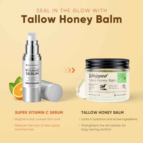 Beef Tallow Honey Balm for Skin: 100% Grass Fed Whipped Organic Moisturizer with Organic Raw Honey, Jojoba Oil, Vitamin E ? Natural Face and Body Care for Mature, Dry or Sensitive Skin, 2oz