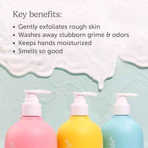 Nectar Life Exfoliating & Moisturizing Hand Wash, Volcanic Pumice for Hand Scrub, Shea Butter Softens Hands, Clean Vegan Ingredients, Lemon Scent