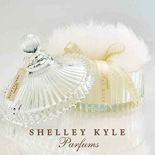 Shelley Kyle Large Handmade Lambs Wool Dusting Powder Puff with Elegant Crystal Dish