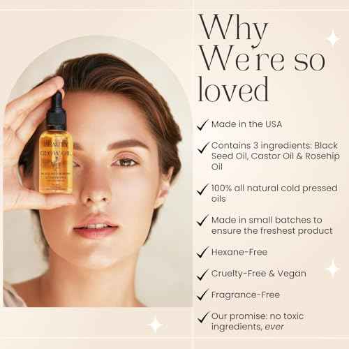 Black Seed Oil, Rosehip Oil, Castor Oil Organic Cold Pressed for Face Anti-Aging Miracle Facial Moisturizer Serum Natural Skincare Fortifying Hydrates Skin Moisturizing Beauty Glow Oil 1 Fl Oz/30mL