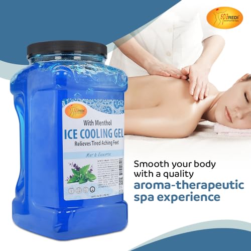 SPA REDI - Massage Cooling Gel for Pedicure, With Menthol, Peppermint Extract - Professional Strength Pedicure Foot and Leg Ice Cooling Gel Massage Therapy (Mint and Eucalyptus, 1 Gallon)