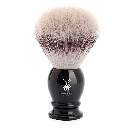 M?HLE Classic Black Large Silvertip Fiber Shaving Brush - Synthetic Luxury Shave Brush for Men, Rich Lather
