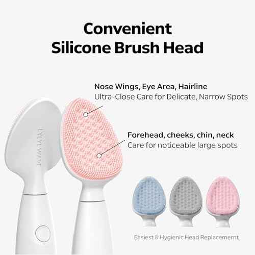 Wave Facial Sonic Cleanser, 500 Cavitation Micro Vibrations, Waterproof Level IPX8, 3 Modes, Replacable Head, C-type Charge, Deep Cleanse, Removes Blackhead & Exfoliation, Korean Skincare (Pink)