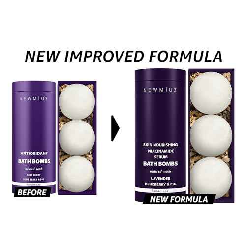 Lavender Bath Bombs Skin Nourishing Moisturize Niacinamide Serum Lavender Blueberry Fig Luxury Fizzing Spa Bubble Bath Gift Set for Sensitive Skin Stress Relief Relaxation Gift Birthday Christmas