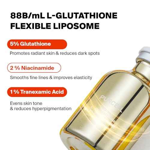 5% L-Glutathione (88B/mL) Flexible Liposome Face Serum - High Concentration with Vitamin B3, Vitamin E, Tranexamic Acid for Hydrating & Brightening (1.01 fl oz / 30ml)