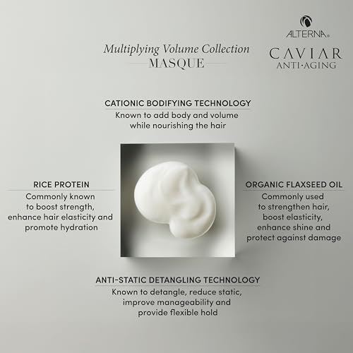 Alterna CAVIAR Anti-Aging Multiplying Volume Masque 5 Fl Oz | Lightweight Hydrating Hair Volumizer Mask for Fine, Thin, Limp or Flat Hair | Adds Shine & Body | Strengthens, Detangles & Boosts Fullness