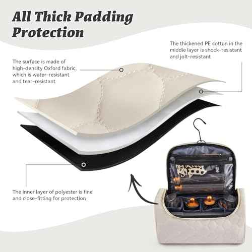 Travel Case for Dyson Airwrap Complete Styler, Portable Padded Storage Bag with Hanging Hook, Fits All Dyson Airwrap Models & Attachments, Beige
