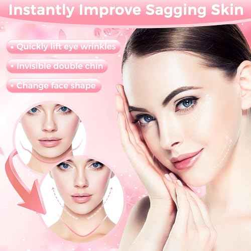 Invisible Face Lift Tape,100PCS Face Lifting Tapes and Bands with 8 Strings,Instant Face Lifter for Women Neck,Eyes,Double Chin,Sagging Skin,Face Tape for Tightening,Invisible Facelift Tape for Makeup