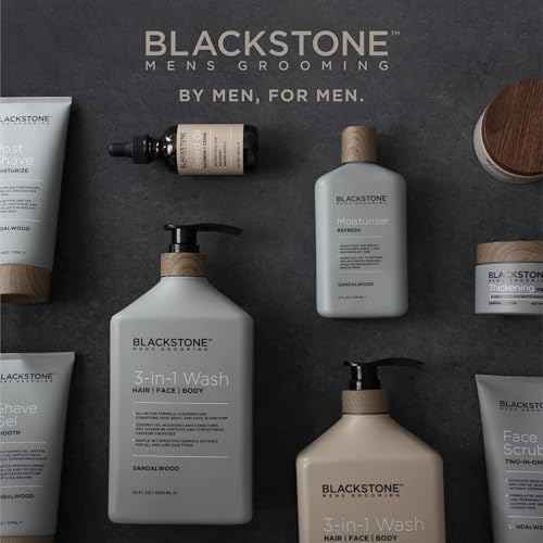 Blackstone Men's Grooming Refresh Facial Moisturizer with Vitamin E, Peppermint & Hyaluronic Acid - Lightweight & Non-Greasy | Restores Dry Skin | Paraben & Cruelty Free | Sandalwood (8 oz, 2 Pack)