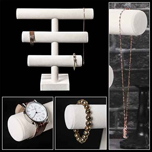 3 Tier Bracelet Holder,Bracelet Displays for Selling,Jewelry Display Stand for Bangles Necklaces Hair ties Scrunchies Watches (Beige)