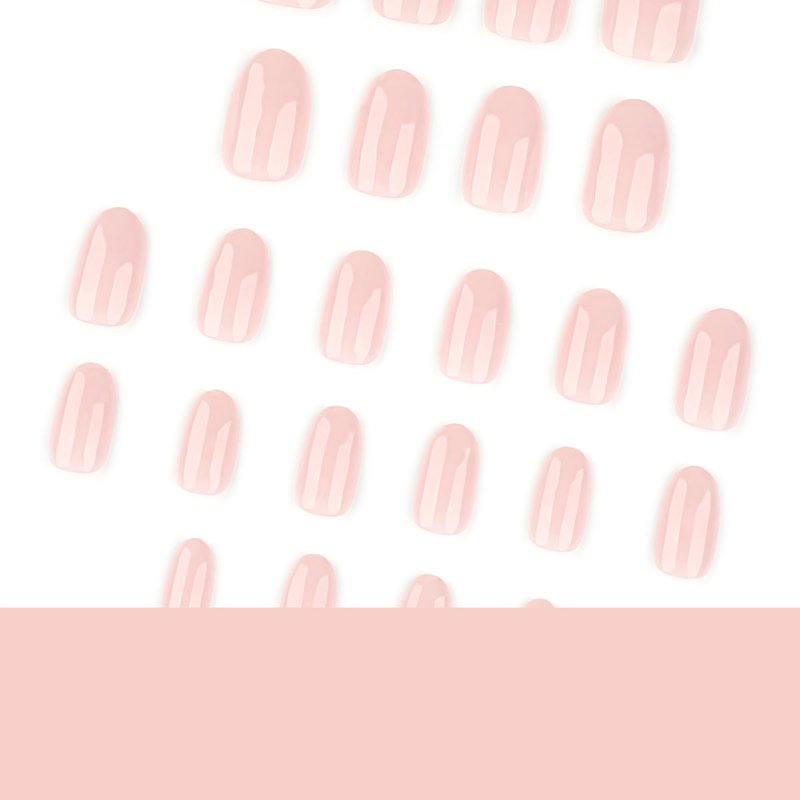 Round Press on Nails Short Fake Nails Nude White Nails Press ons with Solid Color Design Glossy Acrylic Full Cover Reusable Stick on Nails for Women Girls Daily Manicure 24Pcs