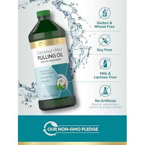 Carlyle Pulling Oil for Teeth & Gums | 16 Fl Oz Pack of 2 | Coconut and Mint | Alcohol Free & Non-GMO