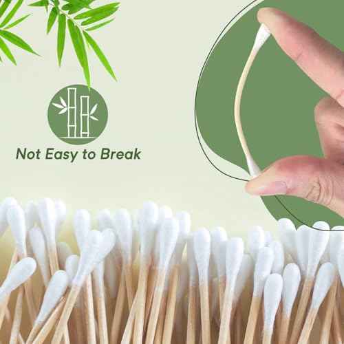 1000 Count Bamboo Cotton Swabs - Eco-Friendly Cotton Buds with Wooden Sticks for Home Cleaning, Personal Ear Cleaning, Makeup Application, and Personal Hygiene - Perfect for Daily Use