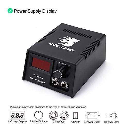 Solong Complete Tattoo Kit 4 Pro Machine Guns 54 Inks Power Supply Foot Pedal Needles Grips Tips Carry Case TK456-US£¨Machine color random£©