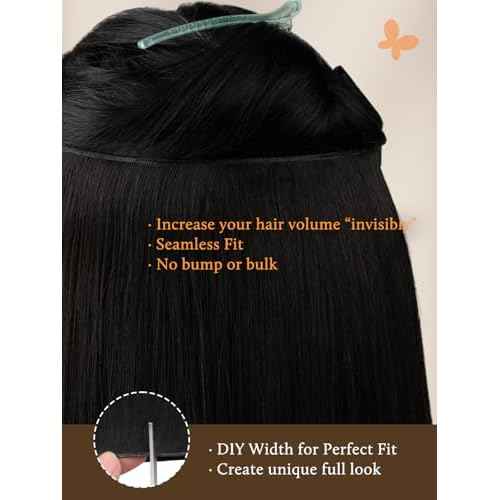 DOORES Genius Seamless Weft Hair Extensions Tape in, Natural Black 20 Inch 60g, Invisible Wide Tape Extensions Silky Remy Hair, Natural Looking Quick Wear