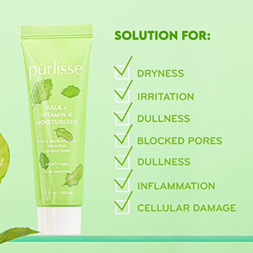 p?rlisse Kale + Vitamin K Hydrating Face Moisturizer - Face Moisturizer for Detoxifying & Pore Tightening - Packed with Antioxidants for Smooth, Radiant & Youthful Skin (1.7 Fl oz)