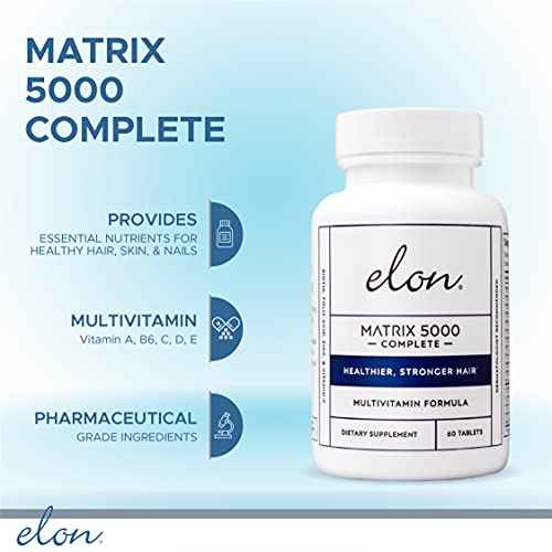 Elon Matrix 5000 Complete Multivitamin ? Skin, Hair and Nail Growth Vitamins ? Healthy Hair Growth Vitamins for Women & Men ? 5000Mcg Biotin Supplement, Pack of 3 (180 Day Supply)