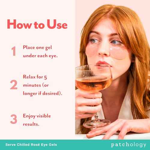 Patchology Serve Chilled Ros? Eye Gels - Eye Patches for Puffy eyes & Dark Circles, Gel Eye Patches, Under Eye Mask w/Hyaluronic Acid, Eye Treatment Products & Mini Beauty Products (15 Pairs/Jar)