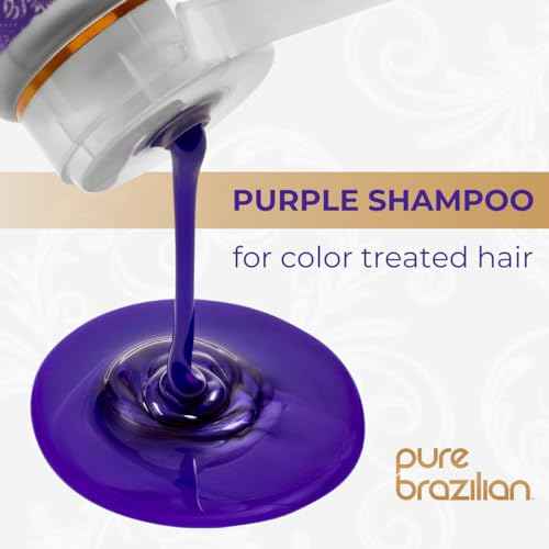 Pure Brazilian Always Blonde Shampoo with Keratin, Acai & Argan Oil, Purple Shampoo for Color-Treated Hair, Sulfate-Free, 33.8 Fl Oz