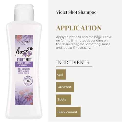 SALERM - Purple Shampoo for Blonde, Gray, Highlighted, or Bleached Hair - Biokera Fresh Violet - 300 ml - Violet Shampoo - Tones and Brightens - Maintains Color - Sulfate-Free and Paraben-Free