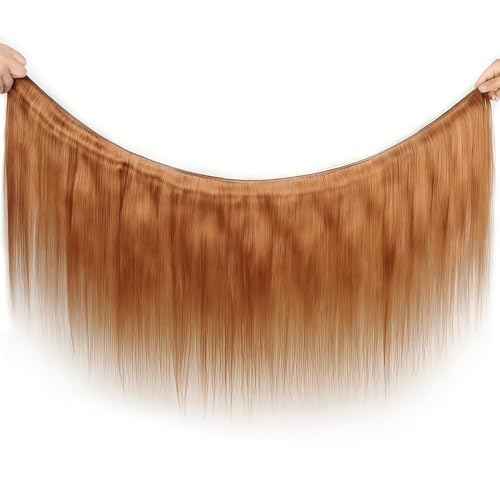 Light Brown Bundles Human Hair Straight 20 22 24 Inch Straight Human Hair Weave 3 Bundles Silky Hair Bundles Brazilian 3 Bundles Human Hair Extensions 30 Color