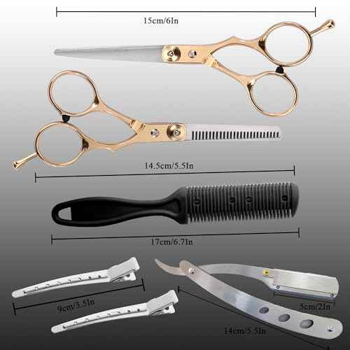 Hair Scissors Blending Shears Set, Fcysy 11 Pcs Professional Haircutting Thinning Shears Barber Kit, Salon Haircut Layering Scissors for Cutting Hair for Men Women Dogs