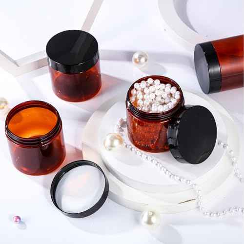 200 Pcs 4 oz Empty Bulk Plastic Container Jars with Lid Leak Proof Round Plastic Jars Small Cosmetic Travel Containers for Storage Makeup Creams Lotion Ointments, Amber