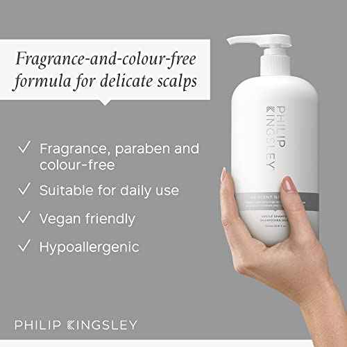 PHILIP KINGSLEY | No Scent No Color Gentle Shampoo | For Sensitive and Delicate Scalps | Sulfate-Free and Fragrance-Free | 33.8oz