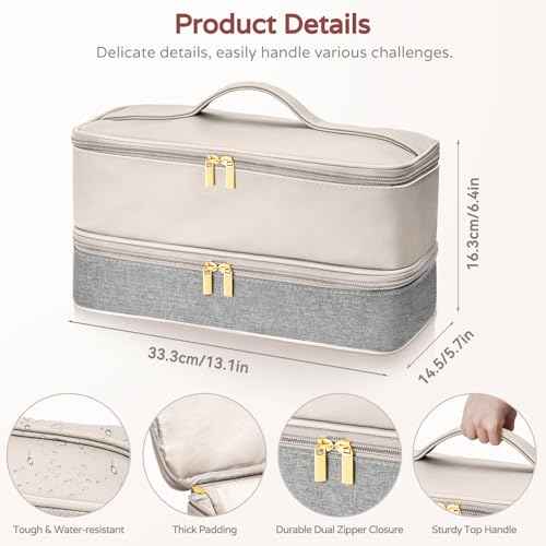 Shark Flex Style Case, Shark Flexstyle Carrying Case Compatible with Shark/Dyson Hair Dryer, Portable Double-Layer Travel Bag for Dyson Airwrap Styler/Shark Flexstyle Attachment, grey