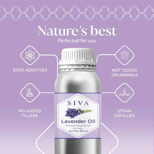 Siva Lavender Essential Oil ? 32 Fl Oz ? 100% Natural Lavender Oil - for Diffuser, Hair Care, Face, Skin Care, Aromatherapy, Scalp and Body Massage, Soap and Candle Making