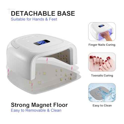 UV LED Nail Lamp,60W Professional Rechargeable UV LED Nail Dryer for Gel Nail Polish Dryer Fast Curing Lamp, 4 Timer Settings Gel Nail Lights for Auto Sensor Nail Machine (White)