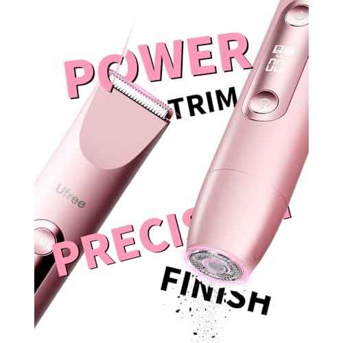 Ufree Bikini Trimmer Electric Razors for Women Dual Head, Pubic Body Hair Trimmer Electric Shaver for Face, Legs, Arm, Rechargeable Lady Shaver Waterproof, Summer Grooming Kit, Gifts for Her