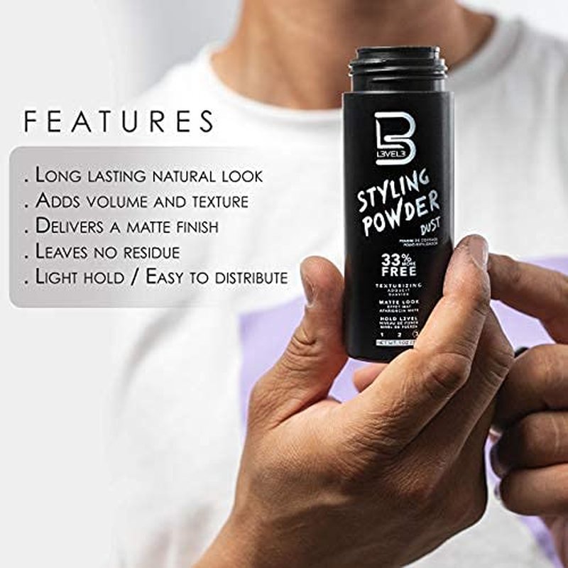 Level 3 Styling Powder - Natural Look Men's Hair Powder | Easy Application, No Grease (60g)