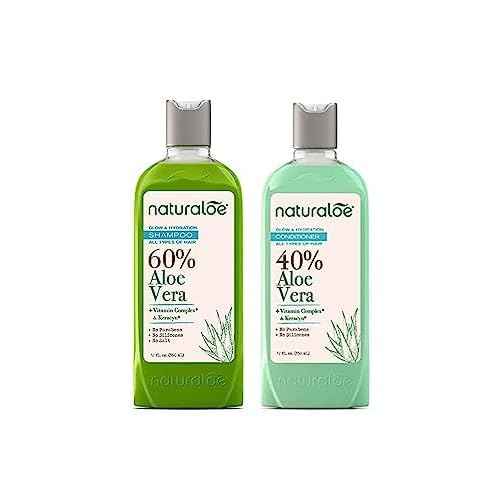 Glow & Hydration Shampoo + Conditioner - 24 fl oz - 100% Vegan formula infused with Aloe vera gel - Eco-friendly, Cruelty-free, no parabens no silicones