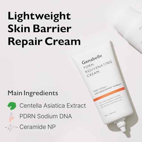 Genabelle PDRN Rejuvenating Cream - Lightweight Moisturizer with Original PDRN, CICA, Hyaluronic Acid - Nourishing, Hydrating, and Soothing Formula - 2.36 fl.oz