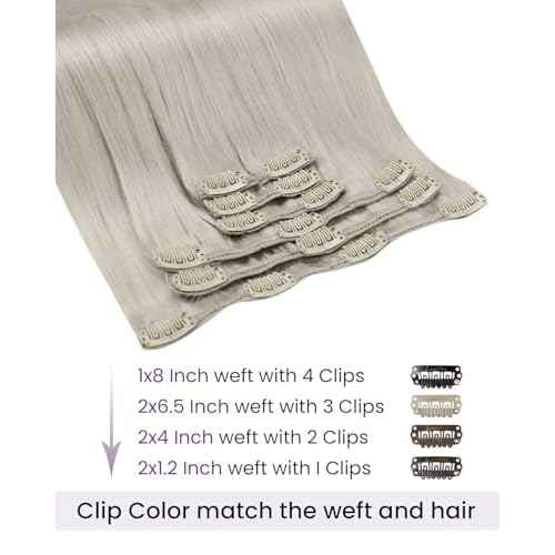 LaaVoo Clip in Hair Extensions Real Human Hair Blonde Hair Extensions Clip ins Platinum Blonde Human Hair Clip in Extension Blonde Double Weft Full Head Silky Straight 18 Inch 7pcs/120g