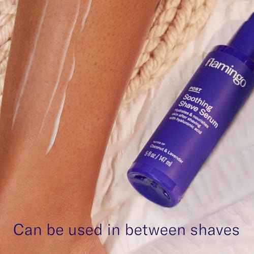Flamingo Shaving Prep and Post Care Set for Women - Smoothing Shave Prep Scrub and Soothing Post Shaving Serum - Glow Shave Collection