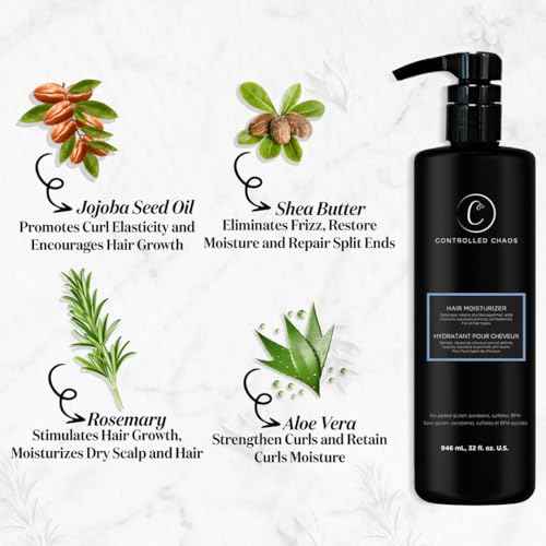 Controlled Chaos Hair Moisturizer for Curly Hair - Paraben & Sulfate Free, Moisturizes & Defines Extra Dry, Curly & Coarse Hair, Leave-in Hair Conditioner - 32 oz