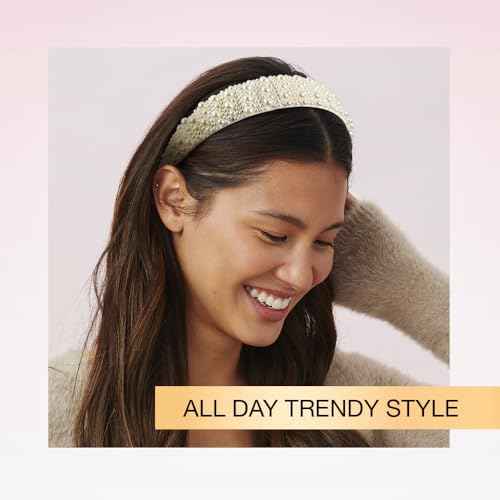 CONAIR Scunci Pearl Headband - ideal for all occasions- fashionable and trendy nonslip head band- hair accessories for women - holiday headwear - stocking stuffers - gifts for her -Ivory