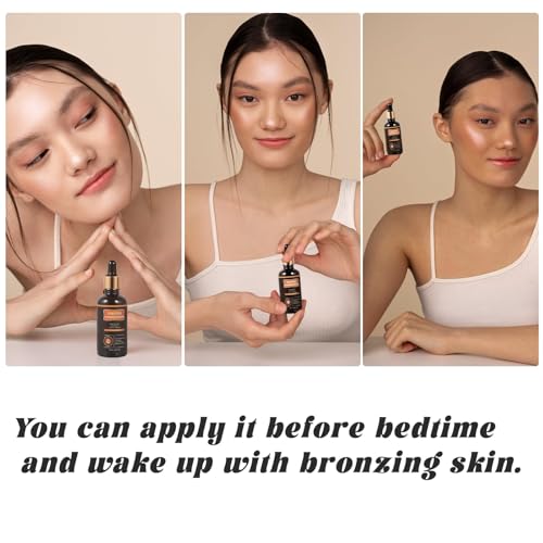 Natural Organic Self-Tanning Drops for Face -7- Carrot Seed Oil, Jojoba & DHA Bronzing Drops | Hydrating, Vegan Tanning Serum with Beetroot & Turmeric | Gentle Face Tanner for Sunless Glow