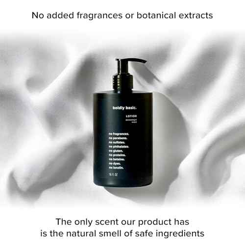 Boldly Basic Fragrance Free Lotion - Moisturizer for Dry and Sensitive Skin - Non Greasy - Unscented - Dermatologist Tested - No Sulfates, Parabens or Gluten - Hypoallergenic & Moisturizing