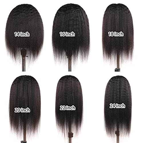 huarisi Kinky Straight Wigs U Part Human Hair Short Yaki Straight Wig for Black Women 9A Brazilian Hair Wigs 150 Density Upart Wig without Lace Easy to Install 14 inch