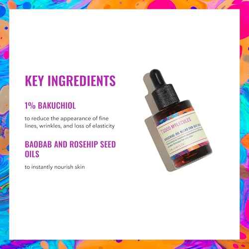 Good Molecules Bakuchiol Oil for Oily Skin - Ultra Hydrating Natural Blend with Bakuchiol and Rosehip Oil - Promotes Collagen Production, Anti-Aging Face Oil