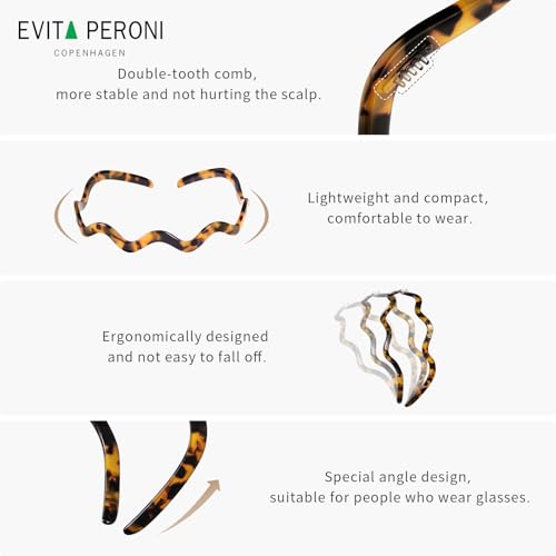 EVITA PERONI Wavy Glasses Headband Hair Band Designed for Eyewear, Comfortable Headbands for Women Fashion Thin Headbands Non Slip No Pressure, No Headache-Tortoise
