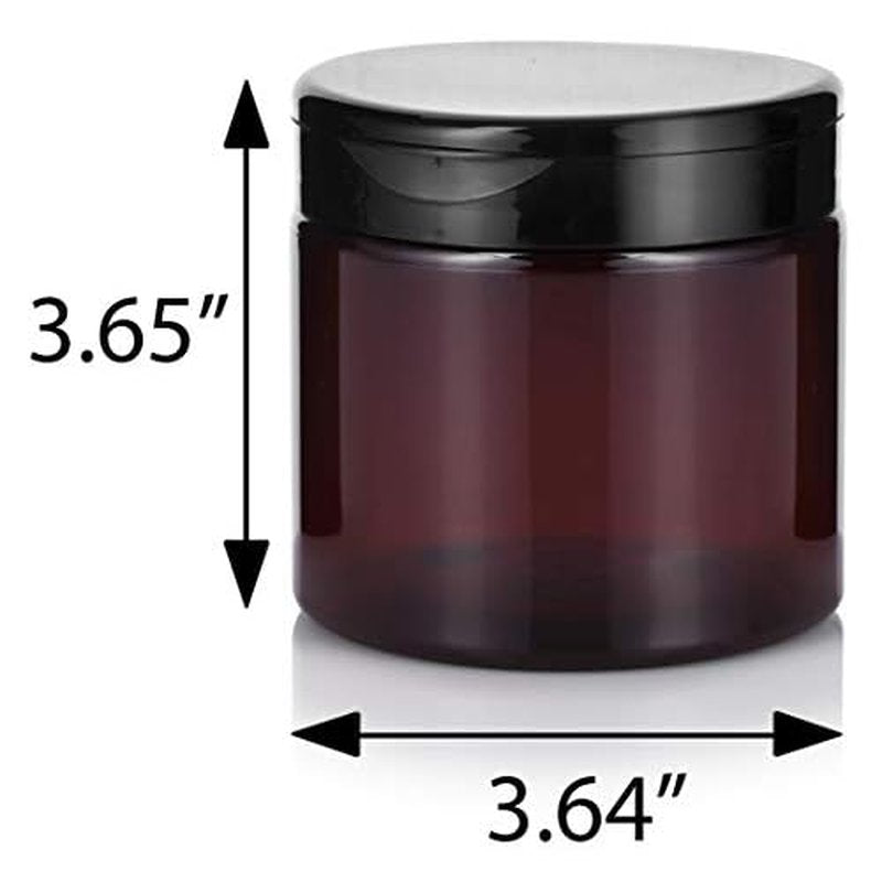 (12 Pack) 16 oz Amber PET Plastic Refillable Jar with Black Flip Top Cap