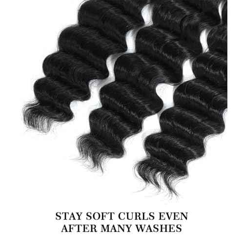 FASHION PLUS Raw Human Hair Bundles, Loose Deep Wave, 18 Inch, Wavy, Shedding Free, Tangle Free, Natural Color, Sew-In Installation